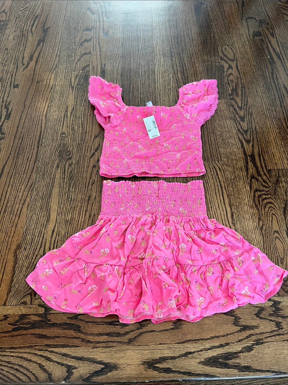 The Children's Place Pink Floral Two-Piece Top and Skirt Set